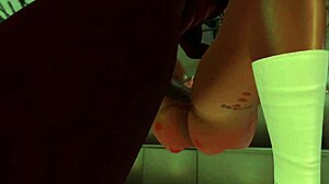 A black guy on the stairs of a second life fucked a blonde