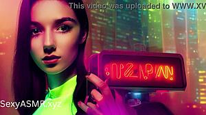 Cyber punk babes in kinky cosplay suck dick for ASMR