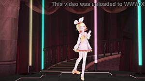 kagamine rin dances seductively before wild sex in mmd by hornowl. blonde moans loud with every thrust.
