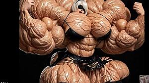 2B Transforms into Muscular Giantess in Nier Automata AI Animation! Pump Factory FMG Video Stuns!