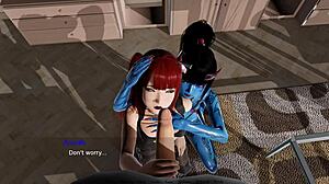 Demon Girl and Redhead Blow You in Bound by Lust Animation