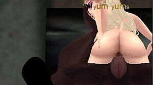 A blonde girl gets her pussy hammered by a huge dick
