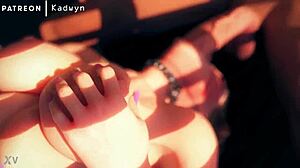 הנטאי אנימה עם ציצים גדולים וזין ענק שמטיח תחת צר בזיון פראי. בחורה עם תחת גדול לוקחת כל סנטימטר קשה.