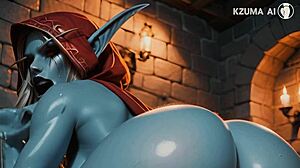 Sylvana Windrunner 性感操濕滑的陰部，AI 生成，該死我震驚了