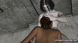 3D Brunette Sucking Vampire's Hard Cock in Wild Fantasy