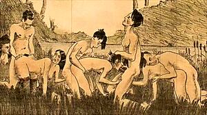 Bold vintage erotic illustration with raw retro comic style.
