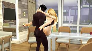 sims 4 anniversary with blonde wife sharing creampie fun