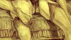 Bold vintage erotic illustration with raw retro comic style.