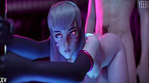 D.Va dalam League of Legends animasi 3D dengan aksi kongkek berani seks.