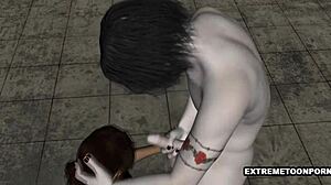 3D Brunette Sucking Vampire's Hard Cock in Wild Fantasy