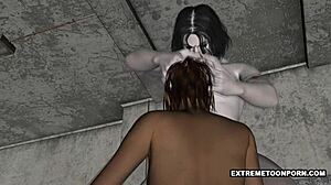 3D Brunette Sucking Vampire's Hard Cock in Wild Fantasy