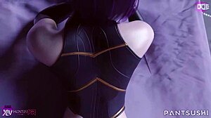 The sexy girl with the raven hair makes a great buttjob