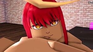 Two whores fucked by a huge dick in roblox