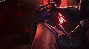 Venom se drgne ob Psylocke z velikimi joški v 3D Marvel analni ogromni animaciji.