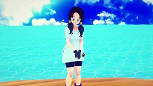 Android 18 and Videl bang in front of Roshi in dragonball zex 7 full fantasyking3.