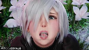 Nier Automatas 2B пристрастена към смучене на черни курчета - Каква гледка!