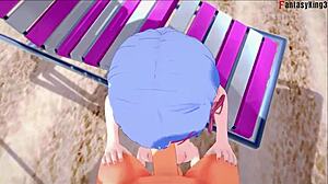 Rem POV jebanje sa velikim sisama na plaži u Resident Evil fantaziji