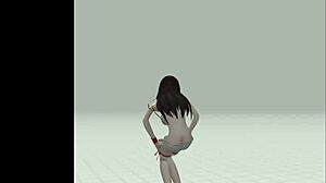 Søt anime-jente utfører intens striptease i hentai