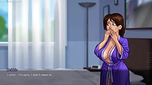 Stepmom caught him cumming on her panties in bed. Her shocked reaction fuels his desire.