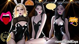 horny hentai girls affirm their pussies with licking motivation