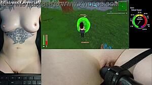 Naked Gamer Girl Moans with Vibrator in Wet Hentai Game