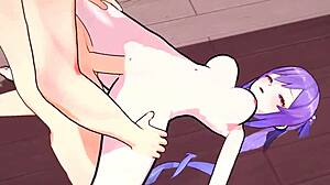 Keqing's intense sex at the love hotel just explodes with huge tits and cum!
