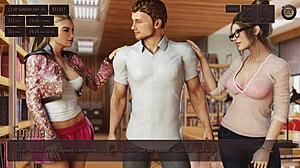 Two Hot College Girls Engage in Threesome in Public Library