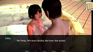 Brunette milf with big ass and small tits explores her new family in part 38