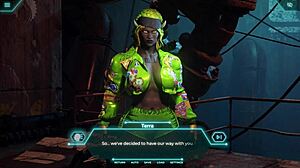 חמודה שמנה מעוקלת דורכת על זין ענק בין גזעי