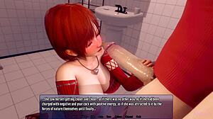 3d redhead milf strokes and licks fat monster cock with huge oppai tits