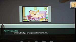 Brunette milf with big ass and small tits explores her new family in part 38