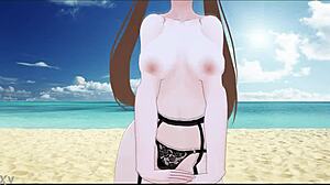 Big Tits Bouncing In Anime Striptease Dance