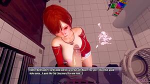 3d redhead milf strokes and licks fat monster cock with huge oppai tits