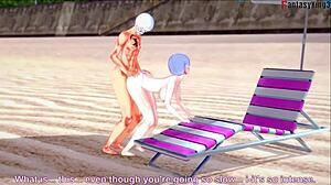 Rem Experiences Intense Doggystyle on the Beach in Re Zero Fantasy with Big Tits Manga Vibes