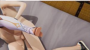 Genshin Impact Lumine Gives Boobsjob Before Riding Cowgirl in 3D Manga