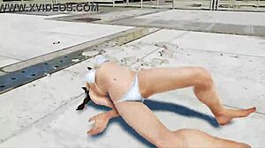 Julia apanha pau forte de lingerie branca em hentai de jogo