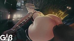 「私の初めてのワイルドアニメで3Dカートゥーンスタイルの深いクリームパイアクション、準備できた？」