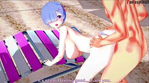 Rem Experiences Intense Doggystyle on the Beach in Re Zero Fantasy with Big Tits Manga Vibes