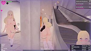 Why is Manaka flashing secretly from home to clothing store in this hentai streak?