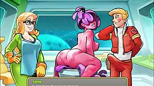 섹시 식물에 큰 가슴 크림파이 먹이주기 3D 우주 게임