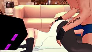 Enderman Costume Girlfriend Drops Towel For Solo Cum Action