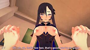 Hydro character from Genshin Impact gets ridden intensely in POV!