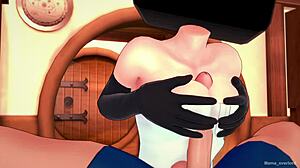 Enderman Costume Girlfriend Drops Towel For Solo Cum Action