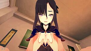 Hydro character from Genshin Impact gets ridden intensely in POV!