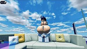 fat whore with big ass and big tits rides monster cock while getting fucked hard in roblox condo