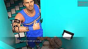 Intense blowjob in bathroom leading to creampie and cum on Amber