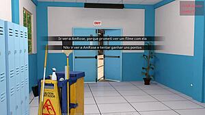 Intense blowjob in bathroom leading to creampie and cum on Amber