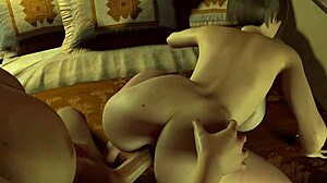 Лысый азиат долбит пышную красотку доггистайлом. 3D ебля с секси безволосыми сиськами в действии.