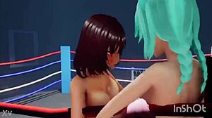 Hentai boxing match shows tits bouncing and intense boob action.