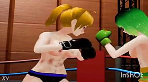 Hentai boxing match shows tits bouncing and intense boob action.